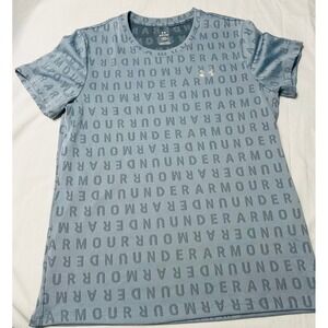 Under Armour Women's Small Blue Velocity Wordmark Jacquard Athletic T-Shirt